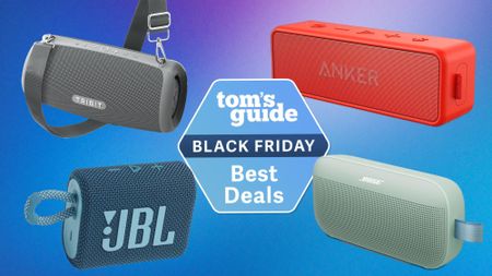 Tribit Strombox Lava, JBL Go 3, Anker Soundcore 2, Bose Soundlink Flex (2nd Gen) with Black Friday deals tag 