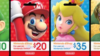 Nintendo gift card imagery showing Mario and Princess Peach