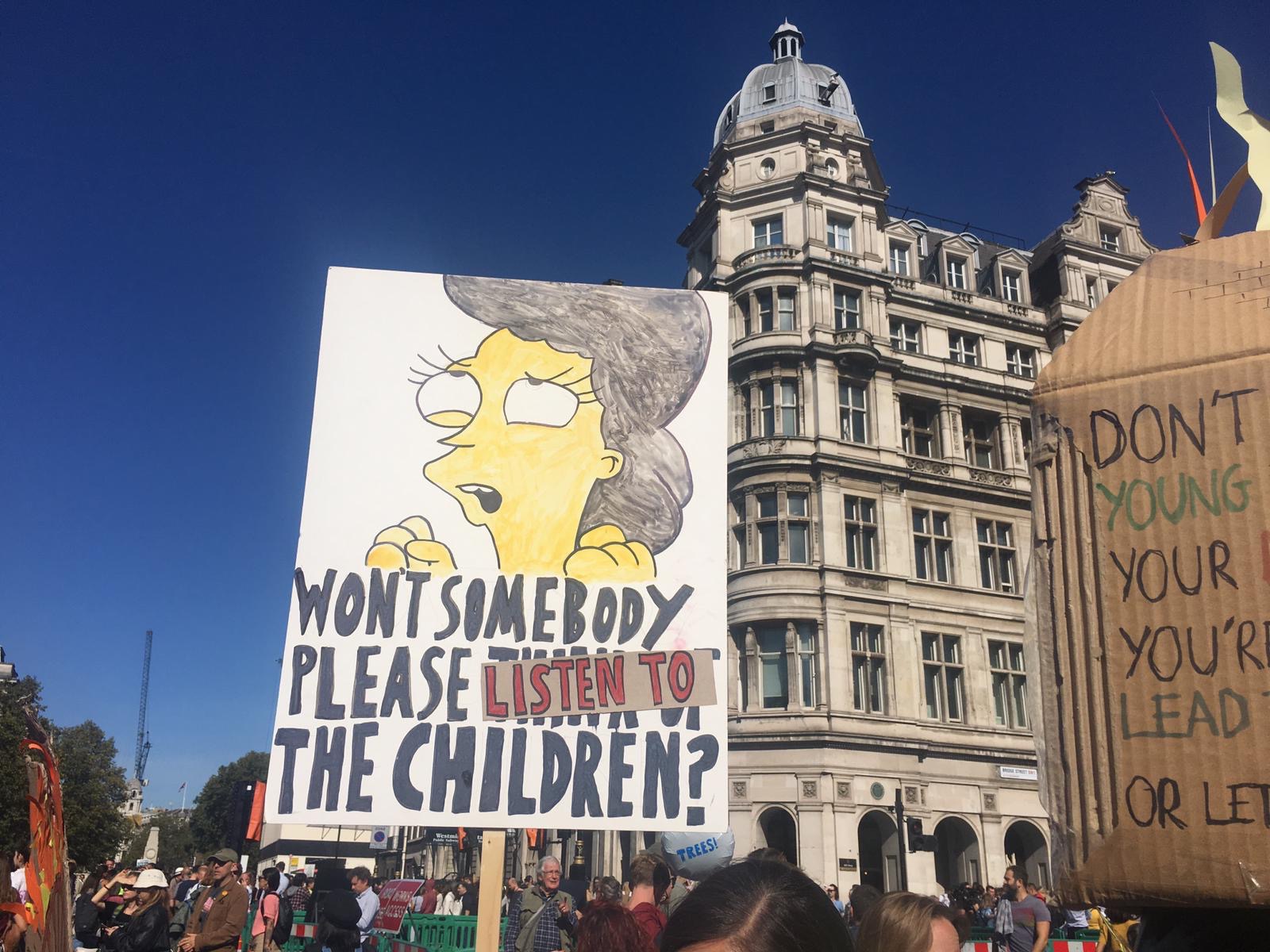 Placard at the London climate strike
