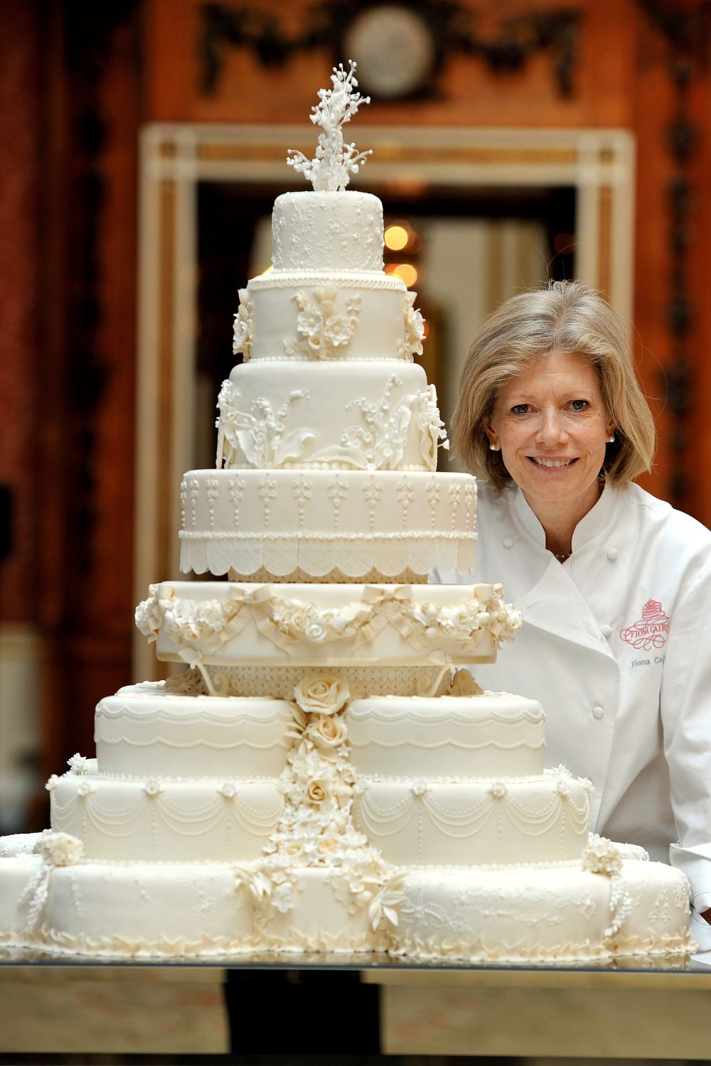 Fiona Cairns with the royal wedding cake