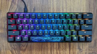 A full look at the HyperX Alloy Origins 60 keyboard with RGB turned on