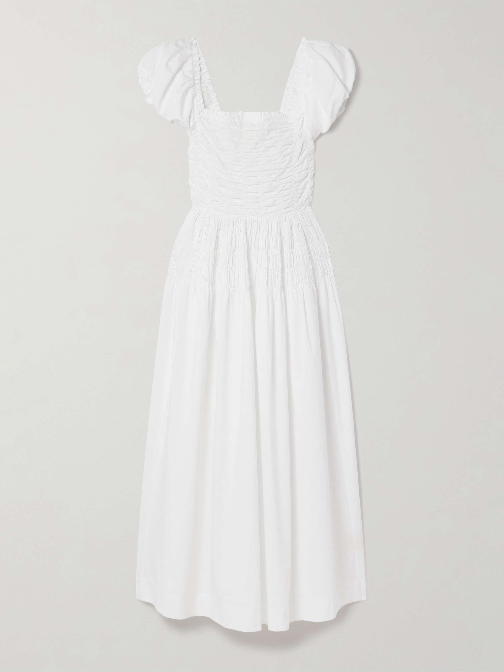 Katherina Shirred Cotton-Voile Midi Dress