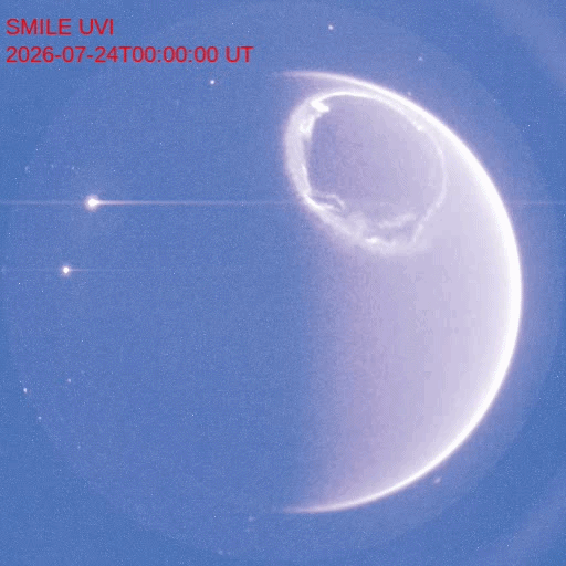A gif showing a round sphere with glowing white dots around it