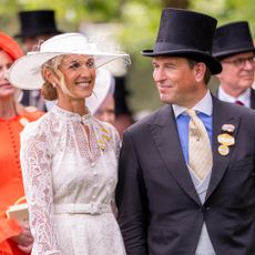 Harriet Sperling wears a bridal white lace dress from a Princess Kate-approved label for Day 5 of Royal Ascot 2026 at Ascot Racecourse on June 20, 2026