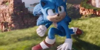 Sonic in his trademark red and white shoes