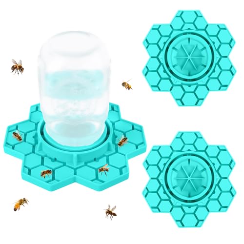 2 Pack Bee Feeder for Mason Jar, Silicone Bee Watering Station, Compatible With Regular and Wide Mouth, Bee Feeders for Hives, Beekeeping Supplies, Bee Waterer for Outside Garden(blue)