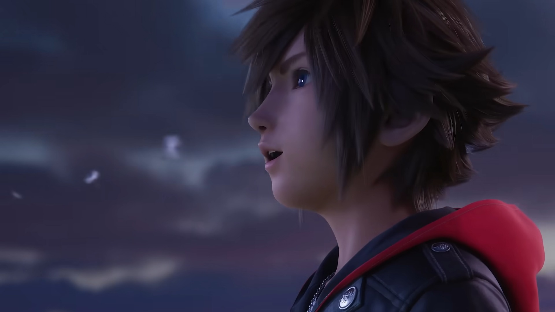 Sora looks surprised in a Kingdom Hearts 4 trailer screenshot.