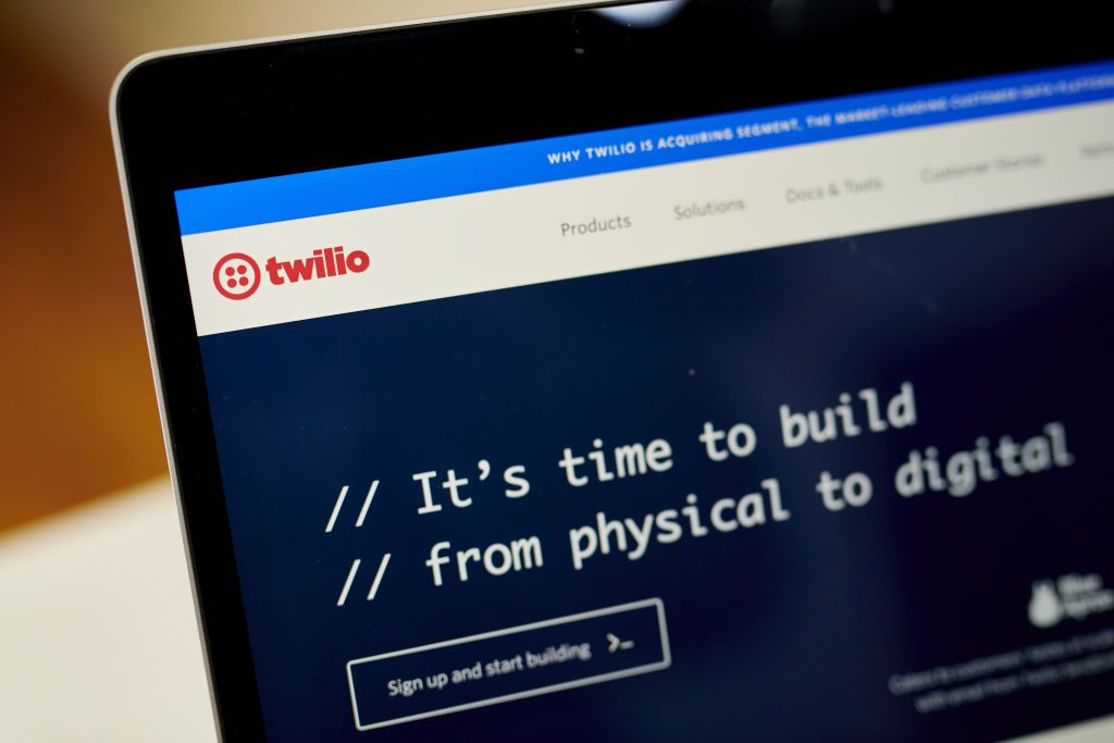 The website home screen for Twilio on a laptop computer