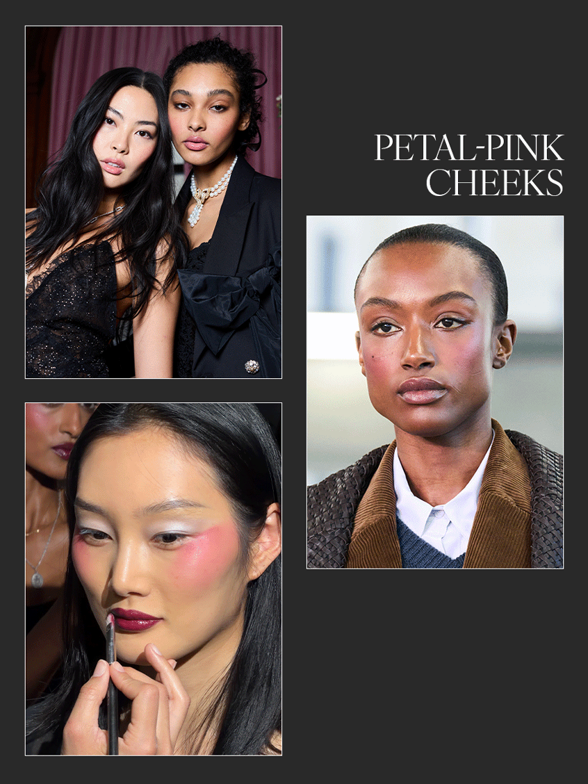Photo collage of NYFW beauty trends