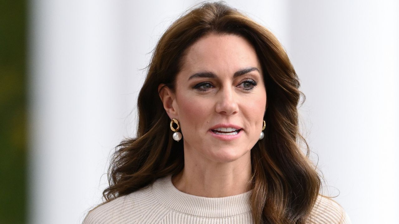 Kate Middleton &quot;had her heart set on&quot; this alternative wedding hairstyle. Seen here Catherine, Princess of Wales visits Nottingham Trent University