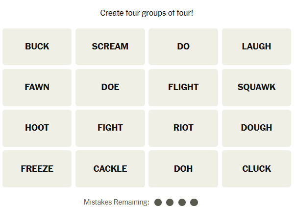 The New York Times Connections puzzle on February 16, 2026