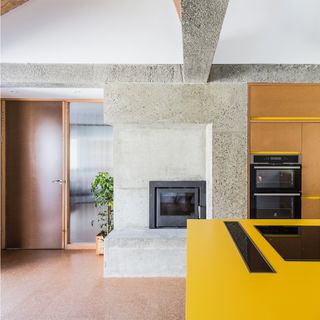 Concrete combined with bright yellow surface