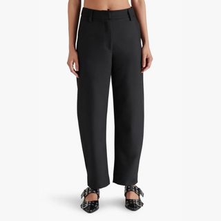 Black barrel leg suit trousers