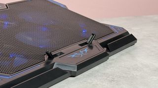 A closeup of the laptop rests on the Liangstar Laptop Cooling Pad.