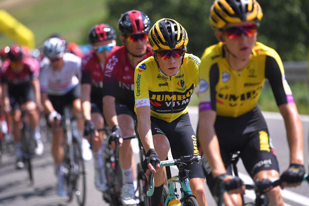 Jonas Vingegaard in yellow at Tour de Pologne