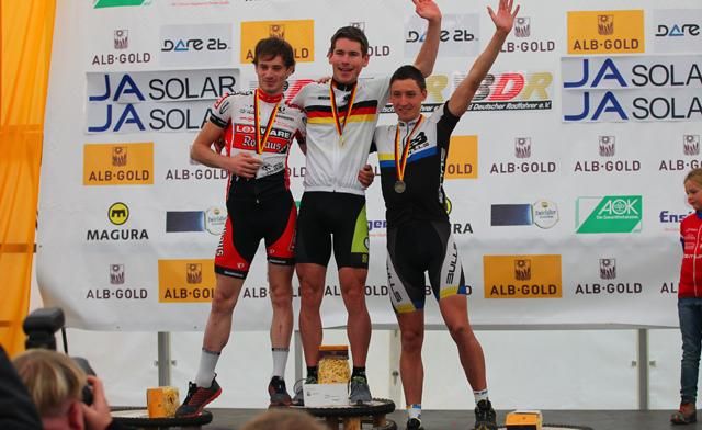 Elite men's podium at the German marathon nationals.