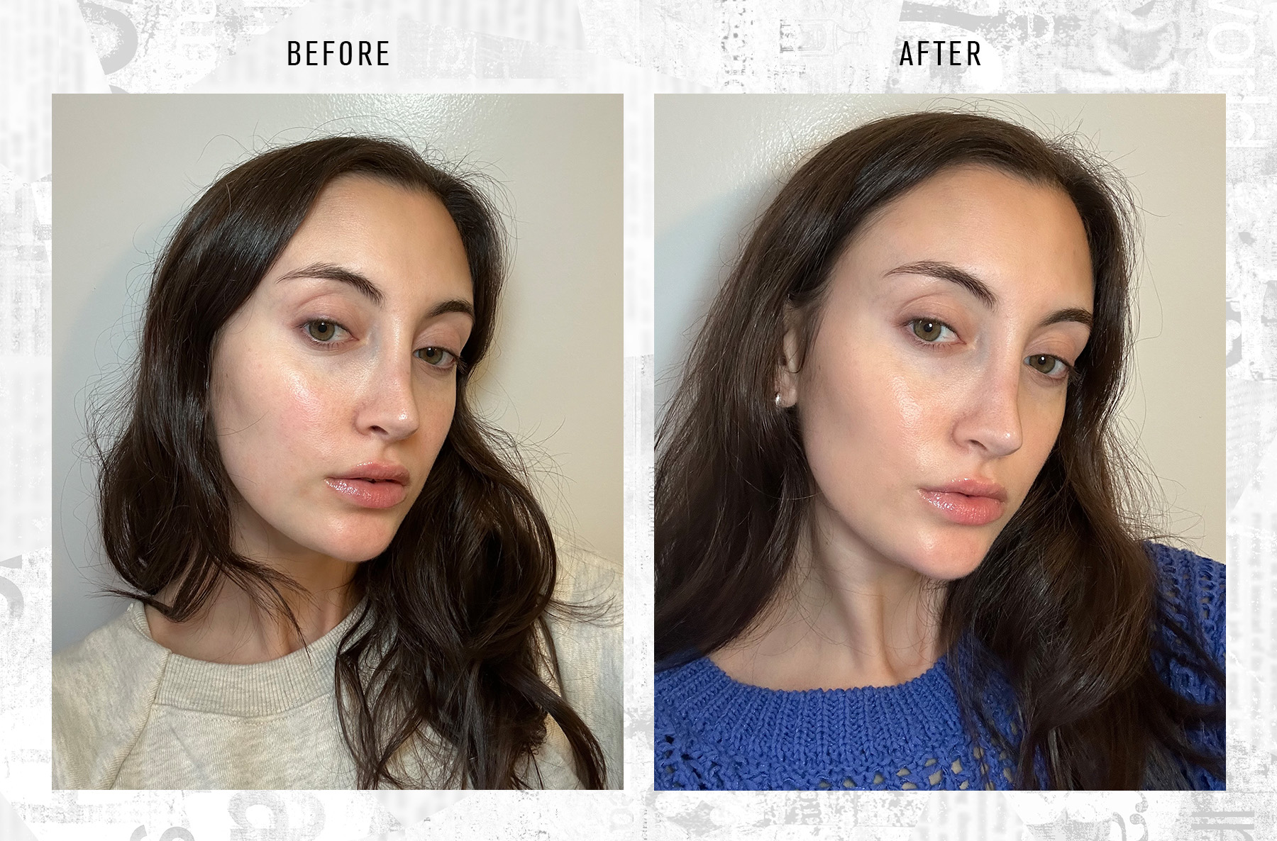 Alyssa Brascia before and after testing the Embryolisse Lait-Crème Rétinol-Like.