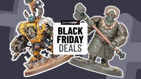 Nazdreg model and a Gholem behind a GamesRadar+ Black Friday deals badge, all on a gray background
