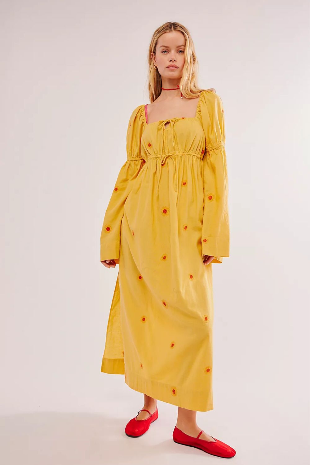 Free People Emory Embroidered Midi Dress