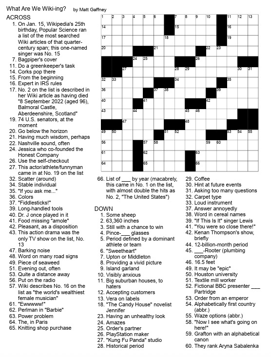 A crossword puzzle.
