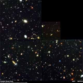 The original Hubble Deep Field image captured by the Hubble Space Telescope in 1995.