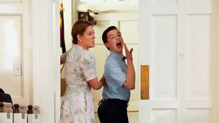 Zoe Perry as Mary and Iain Armitage as Sheldon in Young Sheldon season 6 premiere
