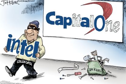 Editorial Cartoon U.S. Capital One Bank Hack Information Stolen