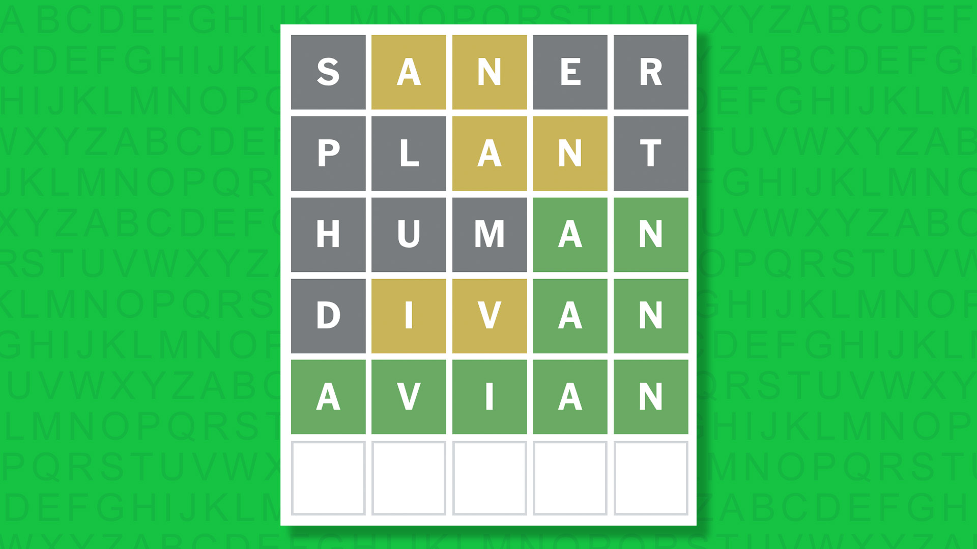 NYT Wordle answer for game 1848 on a green background
