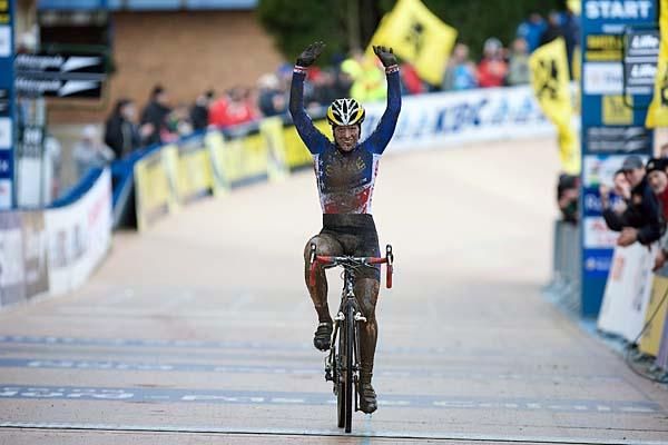 Katie Compton wins the Roubaix World Cup in France during the 2008-2009 'cross season.