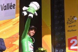 Michael Matthews (Team Sunweb) collects the first green jersey of his career