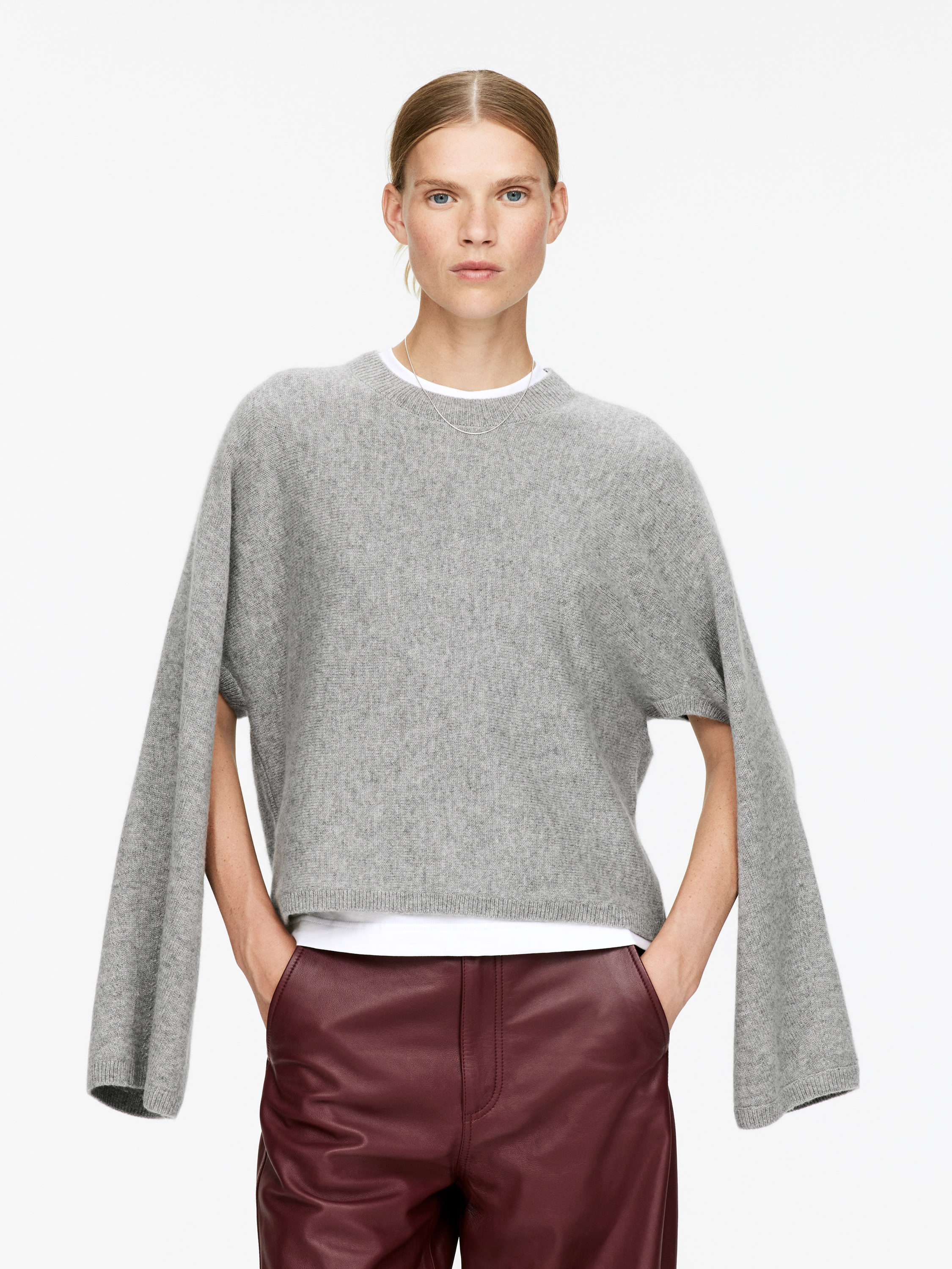 Cut-Out Pure Cashmere Jumper&amp;#8203; &amp;ndash; Grey Melange &amp;ndash; Arket Gb