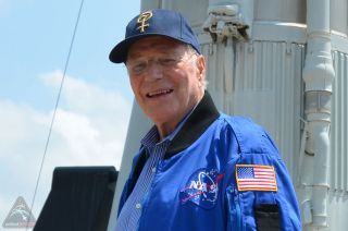 Scott Carpenter, the second U.S. astronaut to orbit the Earth, as seen at NASA's Kennedy Space Center in 2011.