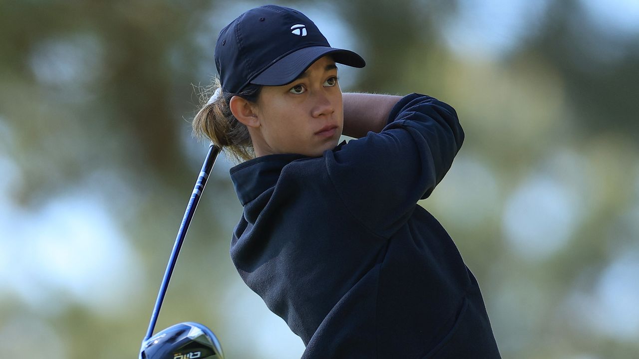 Eila Galitsky takes a shot during the 2024 Augusta National Women&#039;s Amateur