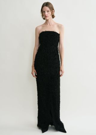 Strapless Fil Coupé Dress Black