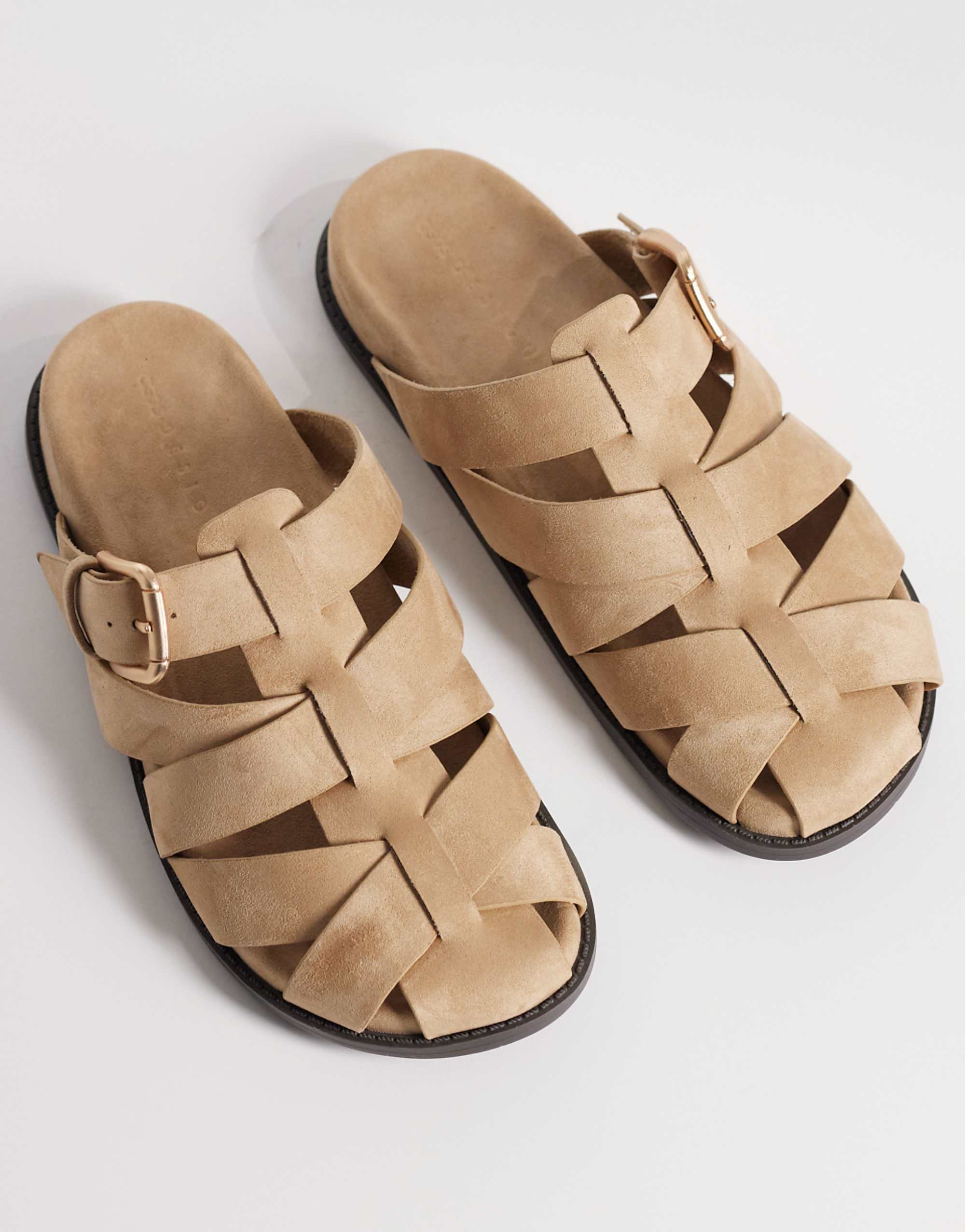 Asos Design Momentum Fisherman Flat Mules in Tan Suedette