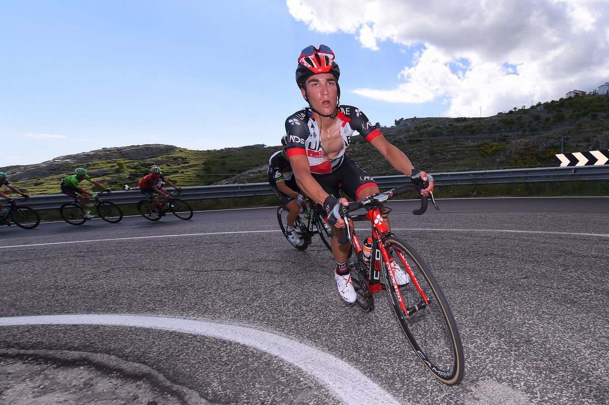 Valerio Conti (UAE Team Emirates) in the breakaway