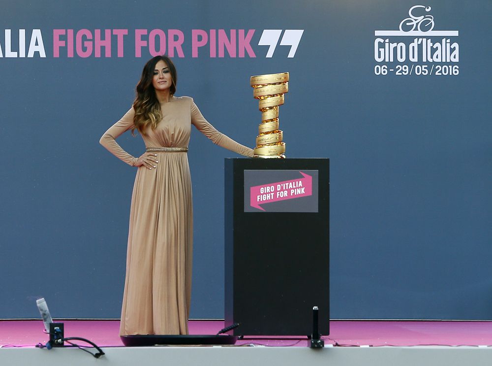 The Giro trophy center stage at the presentation