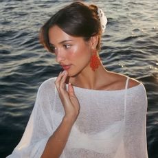 Alexandra Leclerc married Charles Leclerc in a lace off-the-shoulder wedding gown