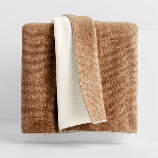 Alpine Cozy Ivory and Camel Tan Reversible Throw Blanket