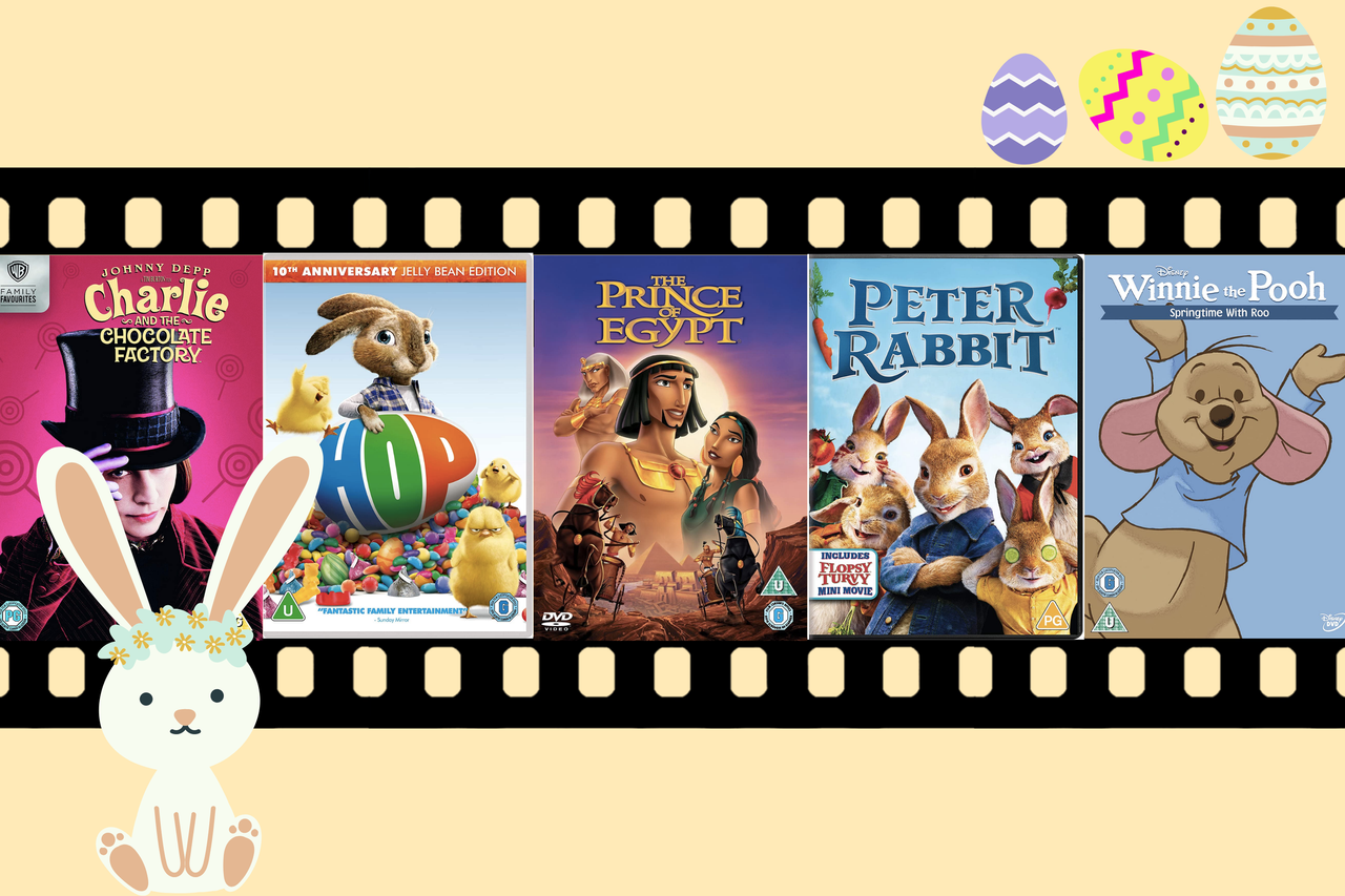 a collage showing the best Easter movies for kids