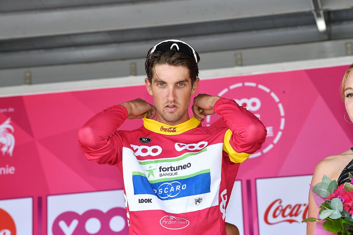 Kevin Ledanois in the Tour de Wallonie's pink sprint jersey