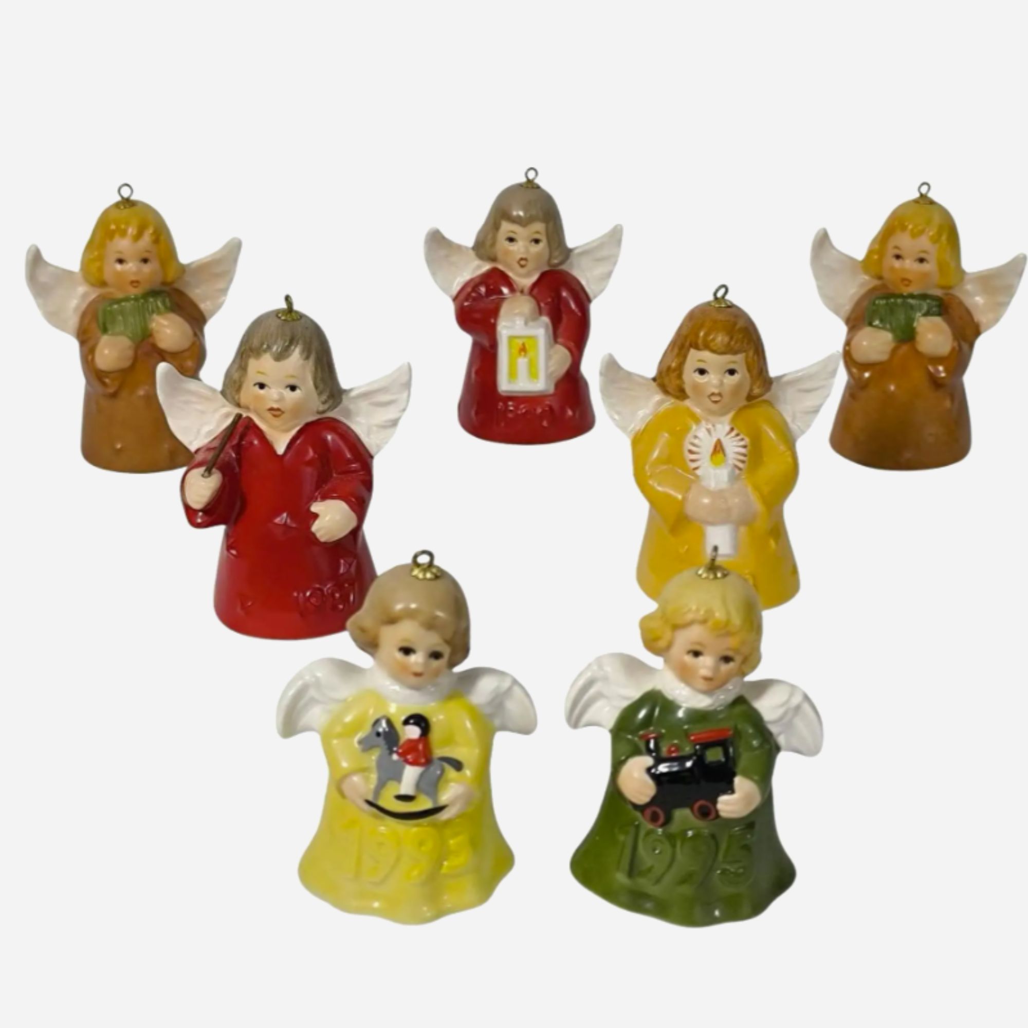 HOLIDAY GIFT - Goebel Set of Seven Vintage Annual Angel Bell Christmas Ornaments