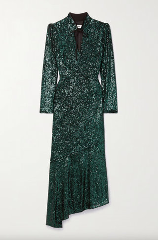 Cefinn Jacquetta Asymmetric Cutout Sequined Tulle Midi Dress