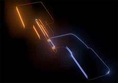 The researchers think they have created majorana fermions, which have identical antiparticles but which don't annihilate each other, at the ends of a nanowire device, shown here with orange balls. 