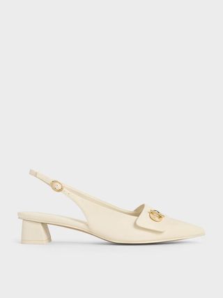 Charles & Keith, Metallic-Accent Pointed-Toe Slingback Pumps