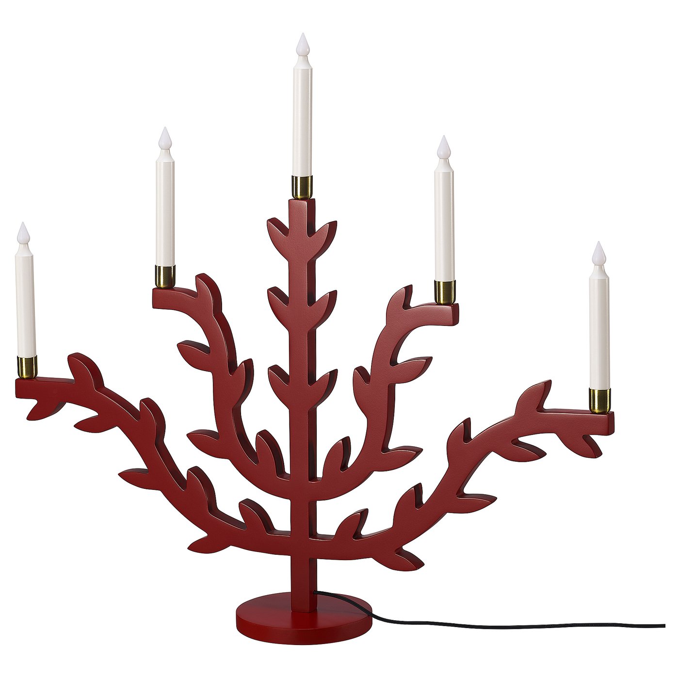 Str&amp;Aring;la Led Candelabra - Wood Leaf/red