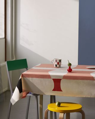 printed tablecloth and mug, Marimekko Sabine Finkenauer collection