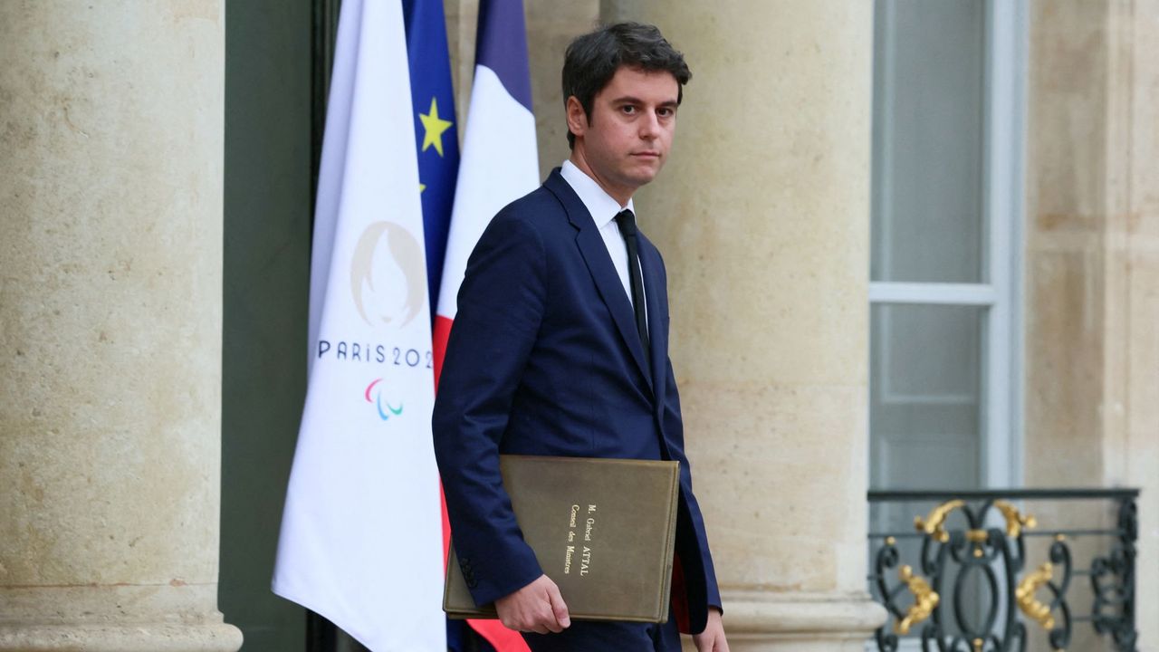 France&#039;s Prime Minister Gabriel Attal leaves the Elysee palace in Paris