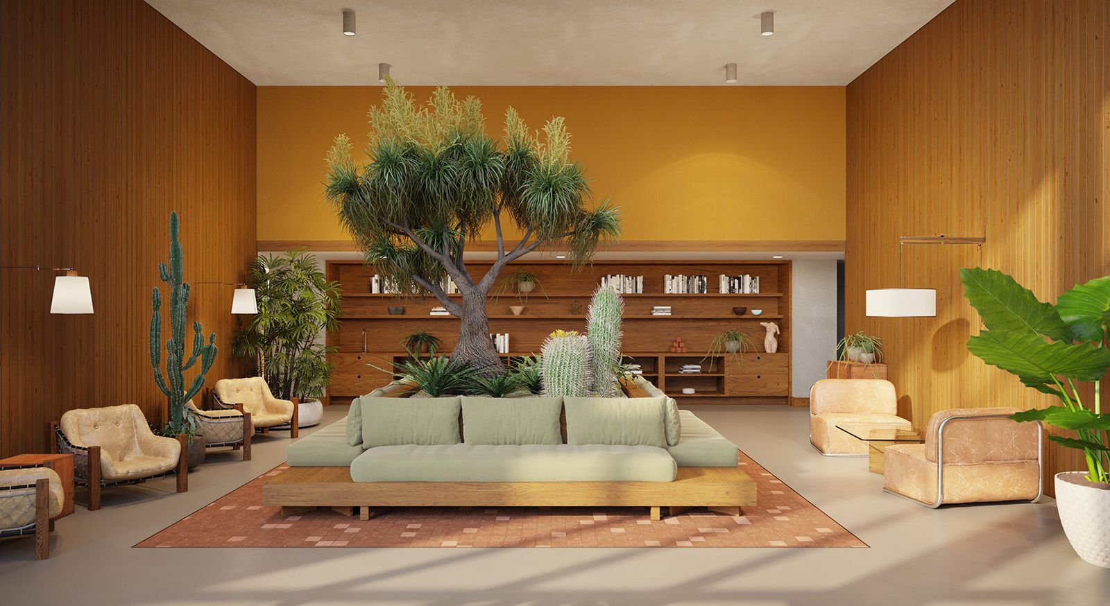 colourful interior with desert plants