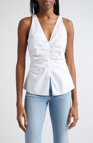 Oya Center Ruched Stretch Cotton Top